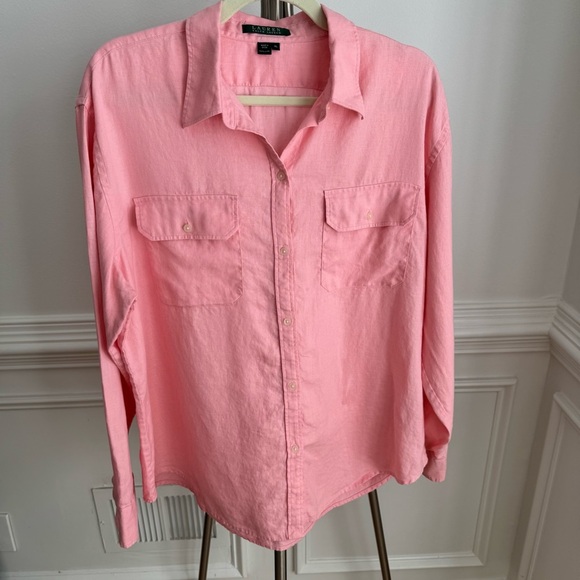 NEW Ralph Lauren Green Label Pink 100% Linen Button-Up Shirt Size XL - Picture 1 of 6